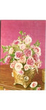 Floral Postcard: Pink Carnations & Roses Ornate Vase 1950s Bouquet Art Carnation