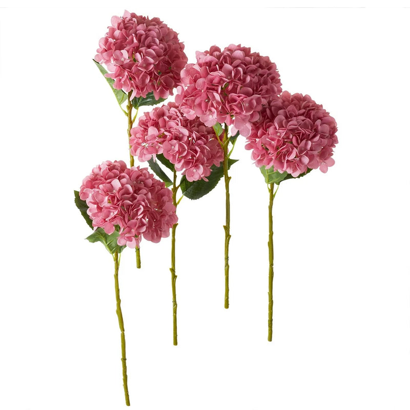 PARTY JOY 12PCS 15.4In Artificial Hydrangea Silk Flowers Bouquet Faux Hydrangea Hydrangea