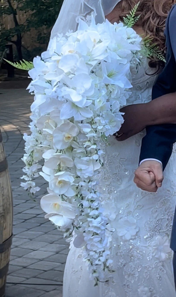 Glamorous Wedding Bouquet Bridal, Silk Flowers, Over The Top 3 Ft Long Bouquet