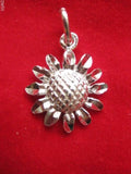 solid pure sterling silver sunflower charm new shiny pendant 925 sun flower new Sunflower