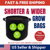 2/5/10 Pack Grow More Shallow Root Plants Per Bag With Short & Wide Grow Bags Flowering Plants