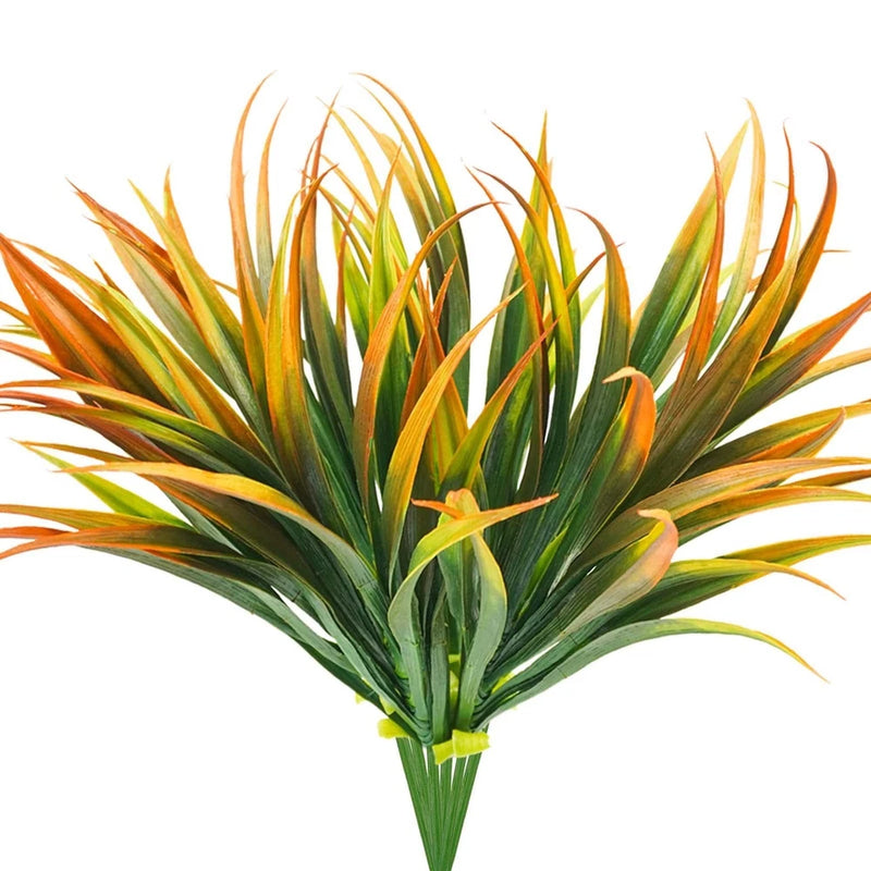 6Pcs Artificial Grass Fake Plants 17.3in Outdoor Plastic Plants UV Resistant Gre Green Plant
