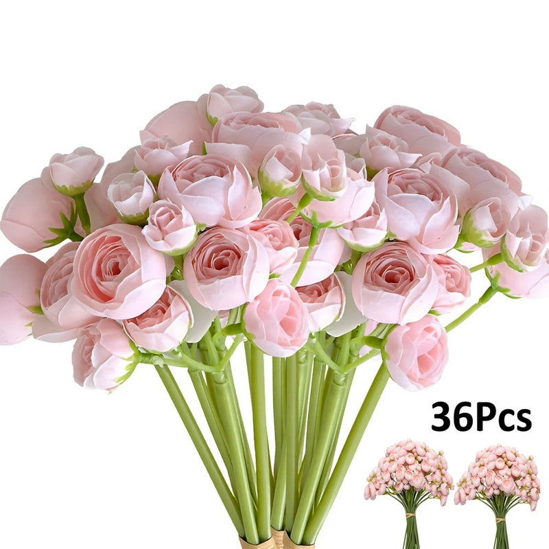 36Pcs Artificial Ranunculus Bunch Flowers Bouquet Wedding Home Floral Vase Decor Ranunculus