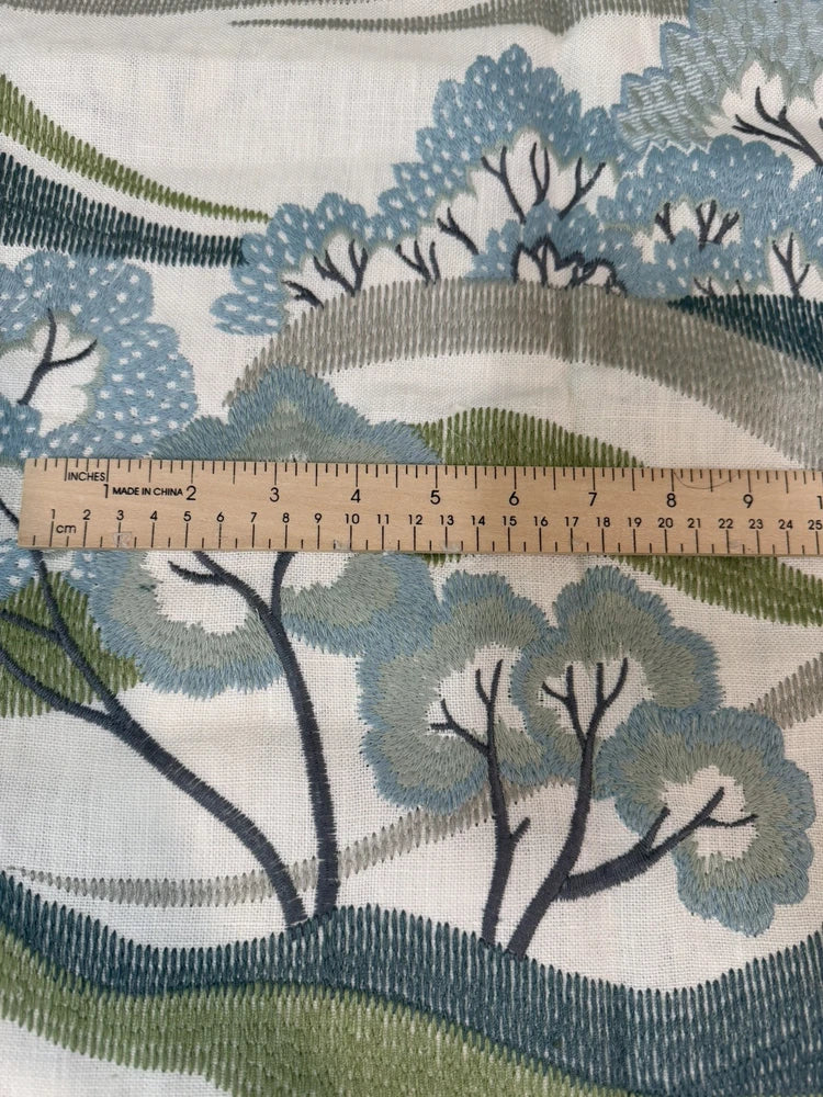 Cowtan & Tout Uppark 11576-01/Color Aqua, Leaf  - 1.25 yards Flowering Plants