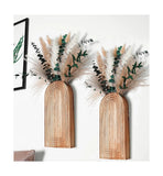 Set of 2 Wooden Vases with Pampas Grass and Eucalyptus Ð Boho D... FAST US Pampas Grass