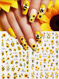 Nail Art Stickers Decals Spring Summer Flowers Bumble Bee Floral Bees Sunflower Sunflower