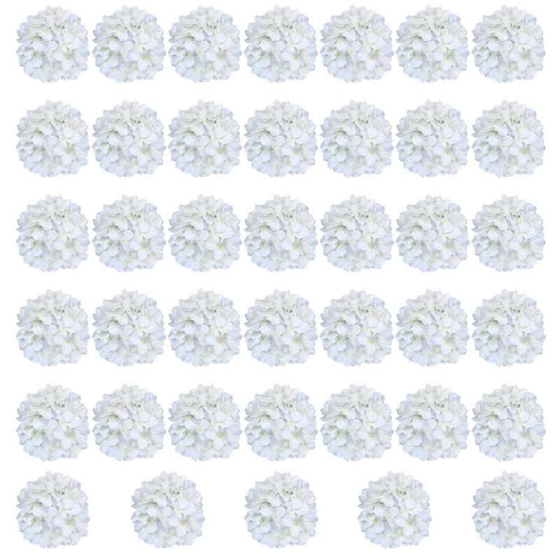 Cherica White Hydrangea Artificial Flowers Bulk, 40 Pcs Faux Hydrangea Heads Hydrangea