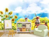3D Sunflower Flower ZHUA136 Wallpaper Wall Murals Removable Self-adhesive Ann 24 Sunflower