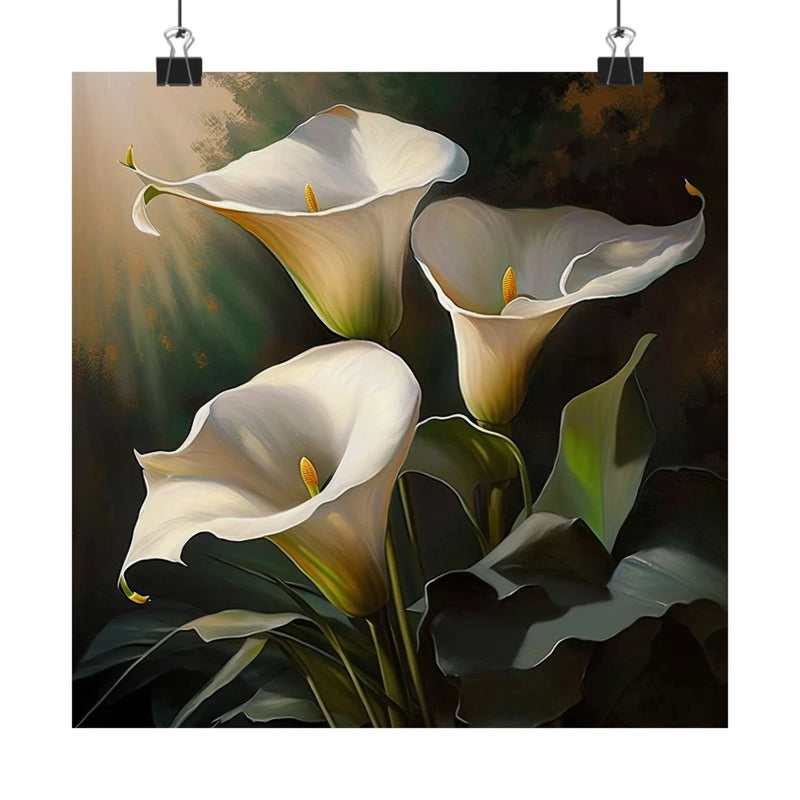White Calla Lilies Flower Art Print, Flower Painting, Flower DŽcor 05 Lily