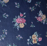 BTHY New 1/2 Yard 45" Polished Cotton Floral on Navy Blue Fabric 2-6 Discounted Flowering Plants