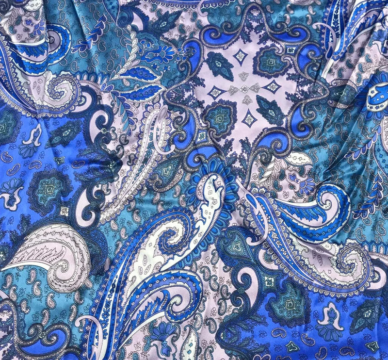 Blue and Lavender Paisley - Silk Charmeuse Flowering Plants