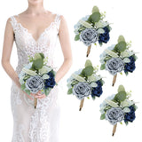 Artificial Bridesmaid Bouquets - Set of 4 Silk Rose Flowers Bouquet Wedding R... Bouquet