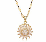 2Ct Marquise Lab Created Diamond Sunflower Women's Pendant14K Yellow Gold Plated Sunflower