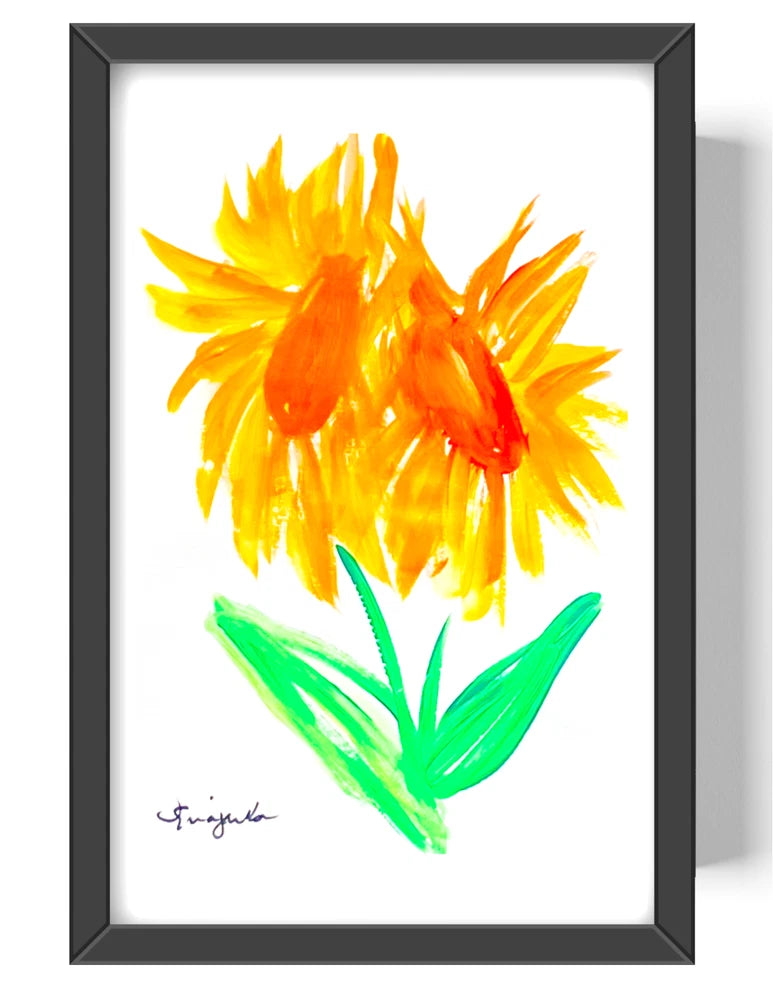 Guajardo Art Sunflowers in Love 9X6 Paper Unique Neo Expressionism Sunflower