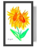 Guajardo Art Sunflowers in Love 9X6 Paper Unique Neo Expressionism Sunflower