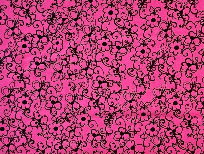 Loralie Designs - Daisy Jungle Pink - Quilting And Crafting Cotton Fabric Flowering Plants
