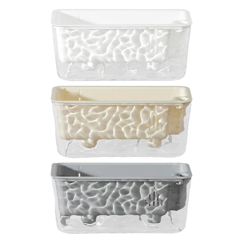 Self-watering window planter in clear translucent plastic, three-lid stack set with inserts
