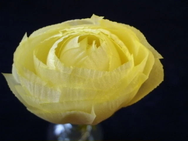 Vintage Millinery Flower RealSilk Ranunculus Yellow NP5 Ranunculus