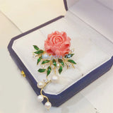 Peony Brooch Flower Leaf Imitation Corsage Elegant Lady Clothing Jewelry Peony