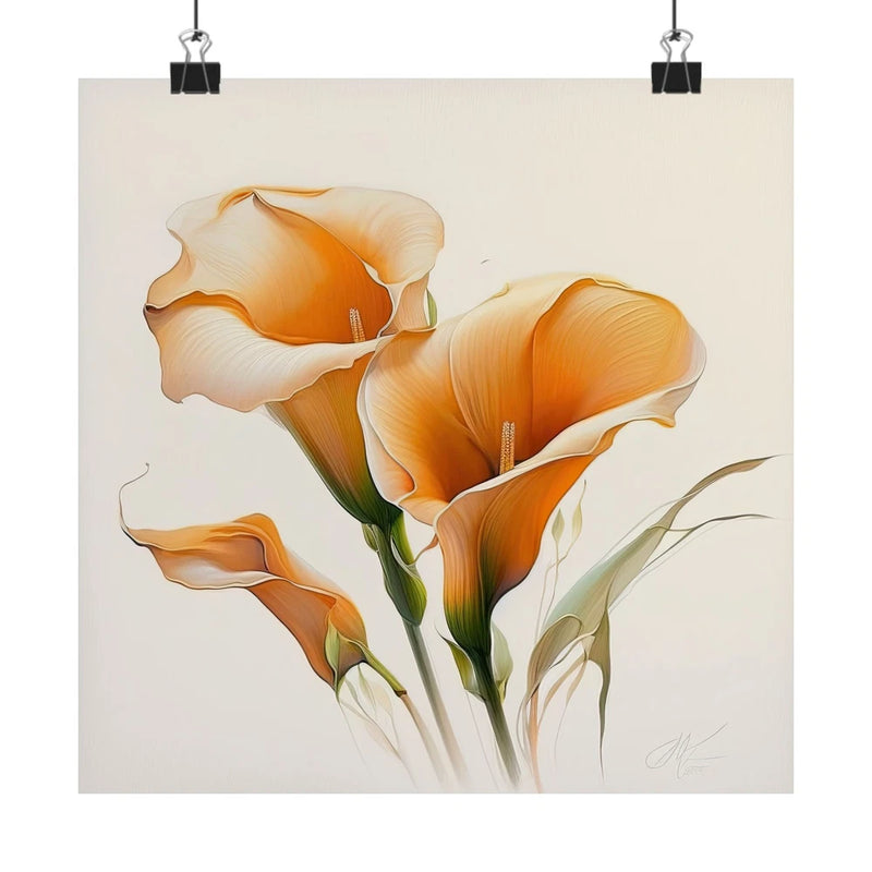 Orange Calla Lilies Flower Art Print, Flower Painting, Flower DŽcor 03 Lily