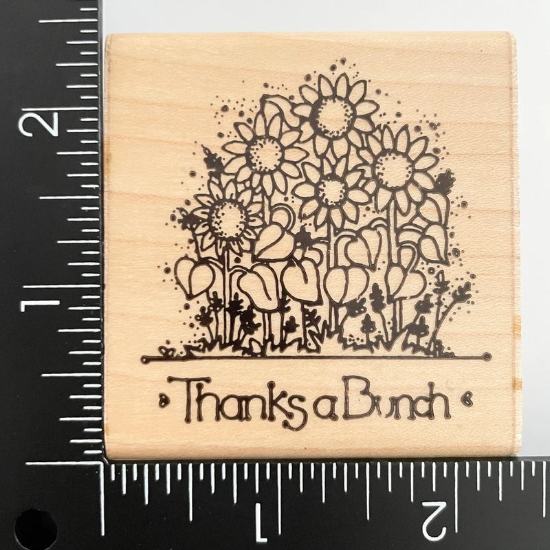 DOTS Thanks A Bunch Sunflower Flower Garden Patch L190 Wood Mounted Rubber Stamp Sunflower