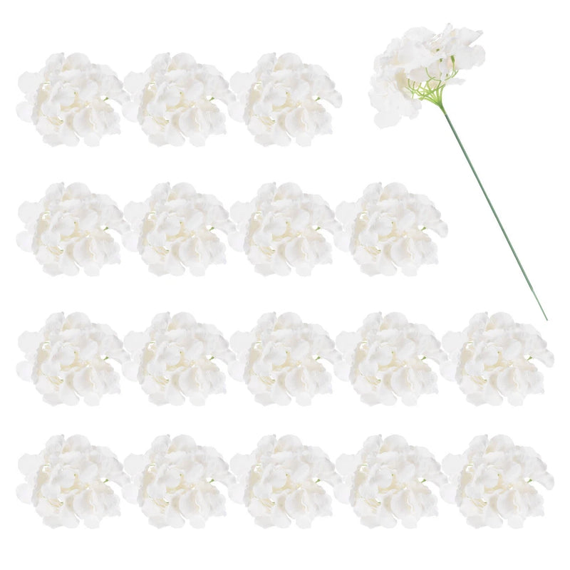 30Pcs Hydrangea Artificial Flowers Fake Hydrangea Flowers with Stems White Hydrangea