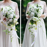 1pc Waterfall Bride Holding Flowers Wedding Photo Props Simulation Rose Bouquet Bouquet