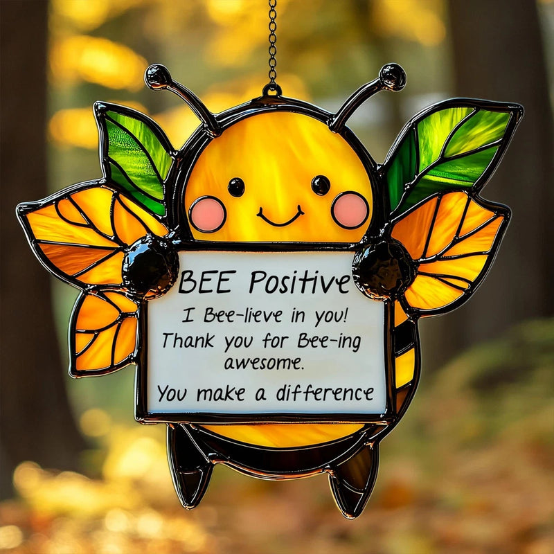 Emotional Support Bee Acrylic Suncatcher Ð Sunflower Window Decor Sunflower