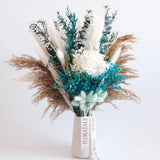 Coastal Blue Dried Flower Bouquet (No Vase) | 17'' Mini Floral Arrangement wi... Pampas Grass