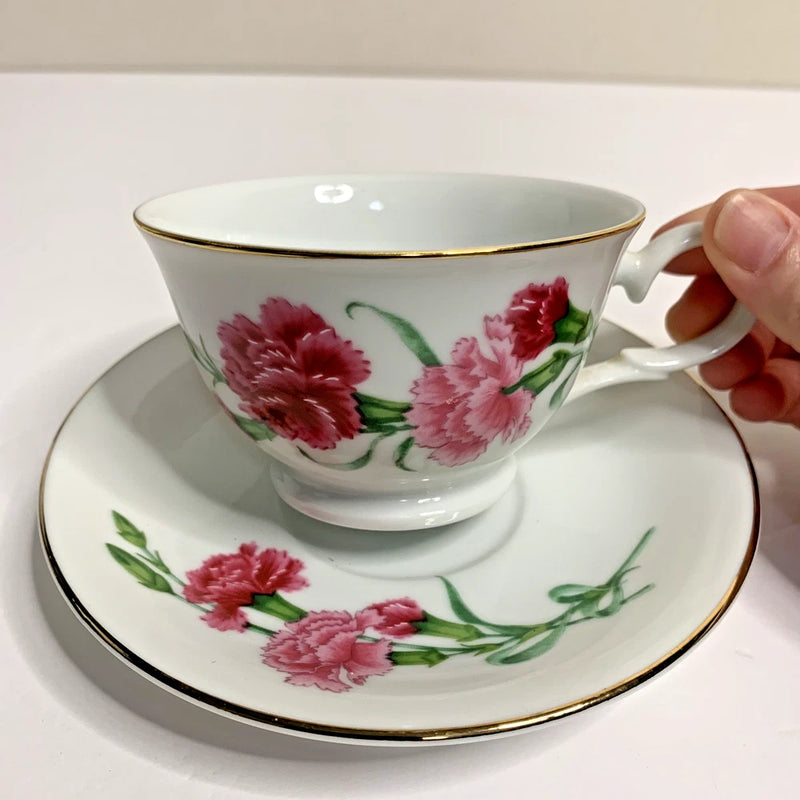 Vintage Avon Blossoms of the Month January Carnation Tea Cup & Saucer Carnation