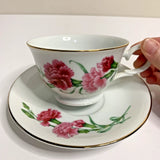 Vintage Avon Blossoms of the Month January Carnation Tea Cup & Saucer Carnation
