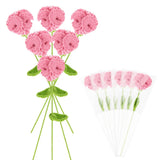 6-Pack Crochet Flowers, Knitted Artificial Wool Carnation [Pink] Carnation