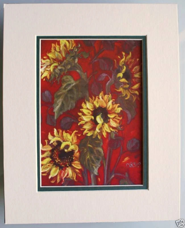 Sunflowers I by Shari White Floral Flowers Matted Print Sunflower