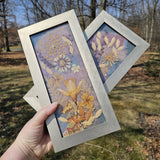 Dried Pressed Flower Natural Fiber Art Signed Set Of 2 With Gold Tone Frame Dried Flower