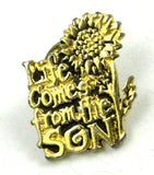 Vintage Sunflower Pin Flower Jesus Christian Religious Gold Tone Lapel Life Son Sunflower