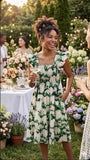 Hill House Ellie Nap Dress Small Green Hydrangea Midi Smocking Ruffle Coquette Hydrangea
