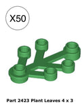 Lego 50 Green Plant Leaves 4x3 Bulk Limb (50 Small Tree Leaf Parts #2423) Green Plant
