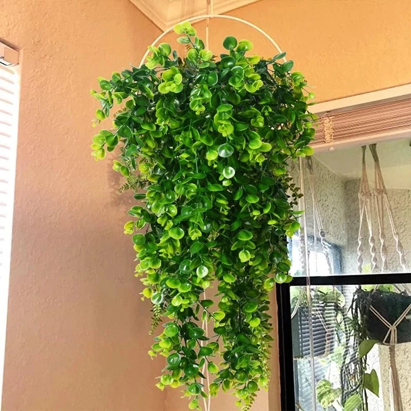 1/2PCS Artificial Hanging Plants Faux Eucalyptus Leaf Greenery Vine Outdoor Green Plant