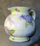 Vintage Zrike Hydrangea& Dragon Fly Garden Ceramic Pitcher (161-W mid) Hydrangea