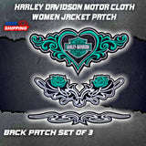 Harley Davidson Green Roses Motorcycle Patch Iron On Sew On Embroidered Biker Roses