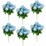 14" UV Resistant Artificial Hydrangea Bush (Indoor/Outdoor) - Set of 6 Hydrangea