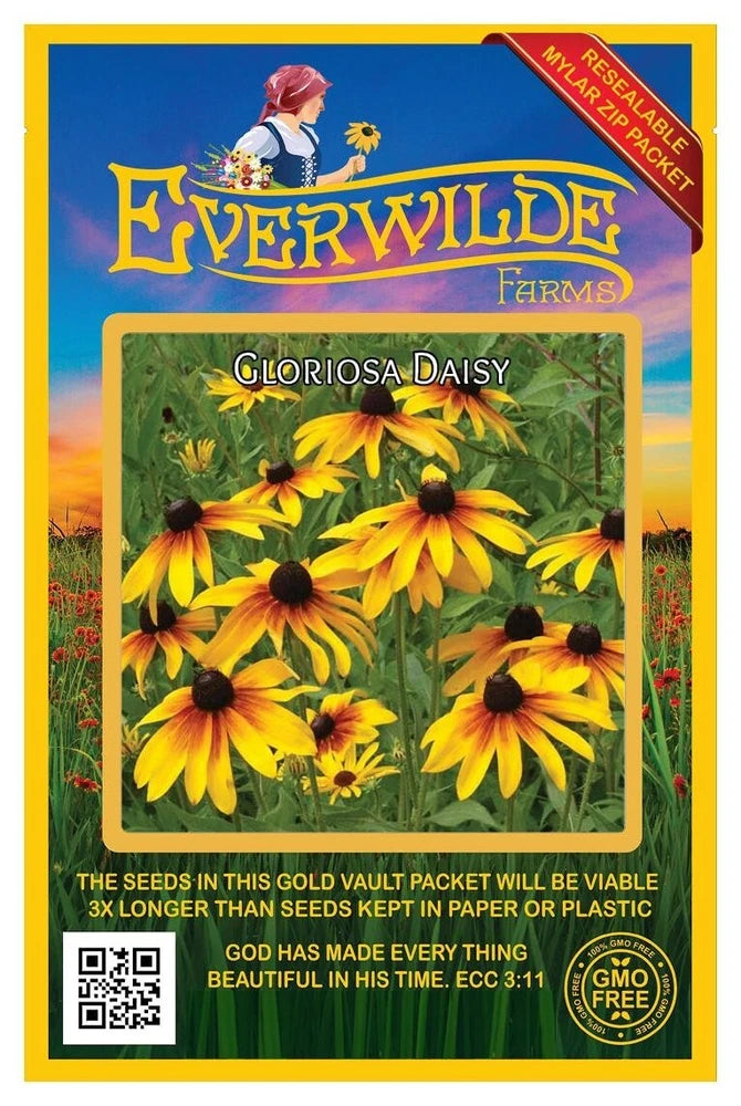 1 Oz Gloriosa Daisy Wildflower Seeds - Everwilde Farms Mylar Seed Packet Daisies