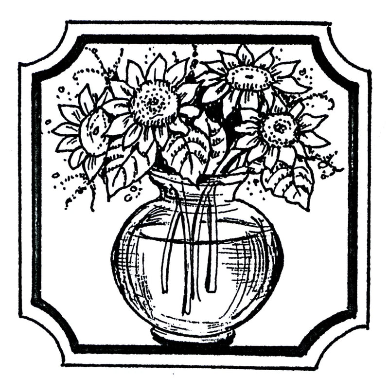 Fall Sunflower Vase Small Wood Mounted Rubber Stamp NORTHWOODS C10499 New Sunflower
