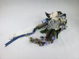 Bridal Bouquet 12 Inch Cascading Wedding Bouquet, Blue - WITH DEFECTS Bouquet