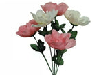 (24-Pack) Cream Pink Peonies 13" Bush Home Silk Flower Craft In/Outdoor Decor Peony