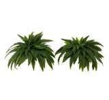 21 In. UV Resistant Artificial Boston Fern (Indoor/Outdoor)-(Set of 2) Green Plant