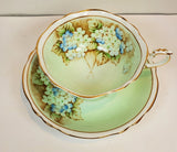 Paragon Hydrangea Lt. Green Floral Cup & Saucer  Double Warrant Hydrangea