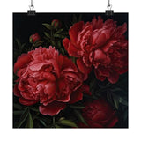Red Peonies Flower Art Print, Red Flower Painting, Flower DŽcor 13 Peony