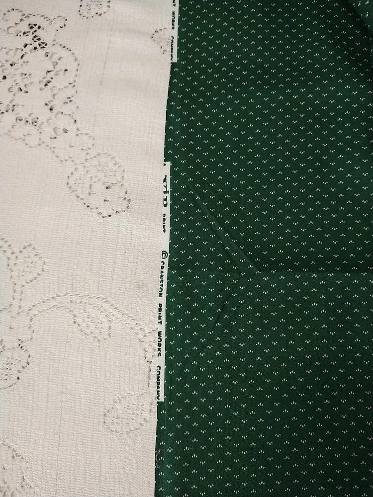 Dark Green Tiny Floral Leaves Cranston 100% Cotton Fabric BTFQ 18x21" Flowering Plants