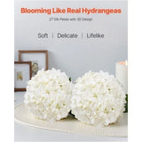 Artificial Flowers 205 pcs Real Looking White Silk Fake Hydrangea Bulk Bouquet